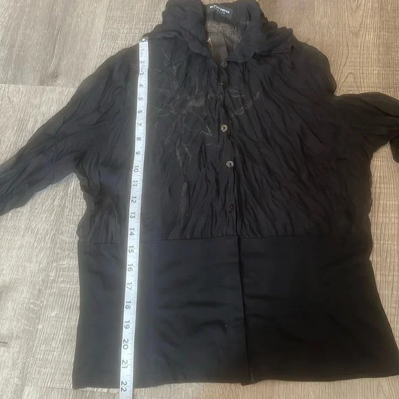 Vintage Blacky dress Berlin sleeved semi-sheer top. Black with Floral Design 8 - Picture 16 of 16